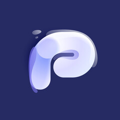 P letter lilac colored logo in Glassmorphism style. Overlapping lines icon with glows and splashes.