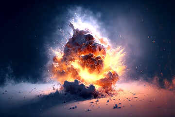 Exploding on ice. Fire and ice concept. Good and evil. Hot and cold. Exploding fire. Exploding ice. 