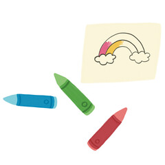 Crayons et coloriage d’un arc en ciel