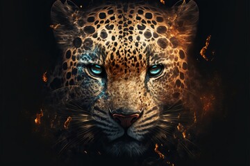 Leopard animal cinematic face,digital art,illustration,Design Generative AI