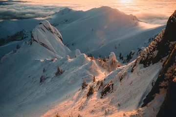 Fotobehang Ciucas mountains in winter, Romanian Carpathians. © tutye