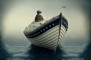 Petit bateau de p&ecirc;che ancien