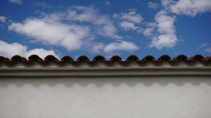 tile roof cornice against the sky