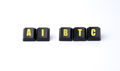 Ai BTC (Bitcoin)  Written On Computer Keyboard Keys Isolated On A White  Background. 