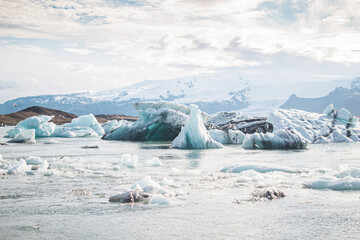 Glacial Lagoon in Iceland, Atlantic Ocean, Lonely Nature