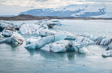 Glacial Lagoon in Iceland, Atlantic Ocean, Lonely Nature
