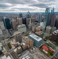 Fototapeta na wymiar Philadelphia Skyline with Downtown Skyscrapers and Cityscape. Pennsylvania, USA. Reflection on Skyscrapers.