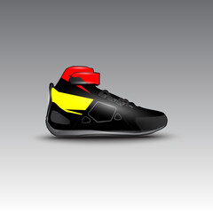 design of drag race shoes with racing vector pattern
