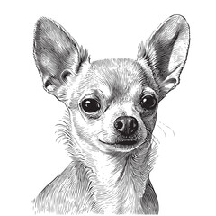 Portrait of a chihuahua dog hand drawn sketch in engraving style Vector illustration - obrazy, fototapety, plakaty