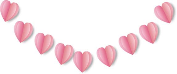 pink paper heart banner valentines day png file isloate white background