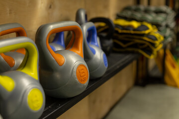 weights in the gym, the concept of doing sports