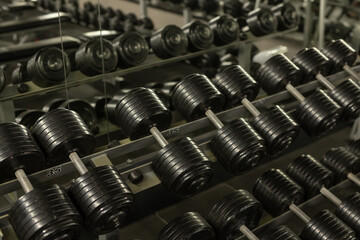 Fototapeta na wymiar dumbbells in the gym, sport concept