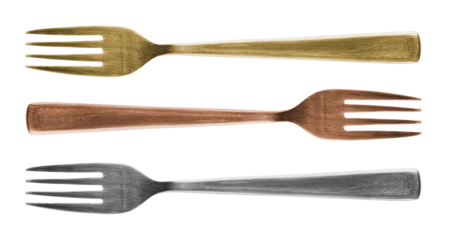 Old metal forks on a transparent background. Cutlery. isolated object. Element for design