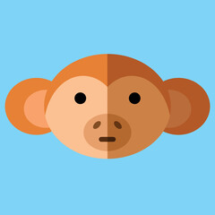 Simple head monkey in flat style. Animal vector illustration, duo shape. Wildlife africa, nature icon logo design