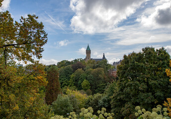 Fototapeta na wymiar View of the medieval castle in the city of Luxembourg