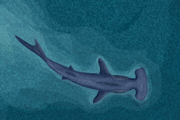 Hammerhead shark mosaic - obrazy, fototapety, plakaty