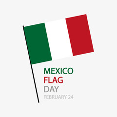 Mexico flag day flagpole, vector art illustration.