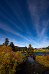 Beautiful sky above scenic Madison River Recreation Area in the United States