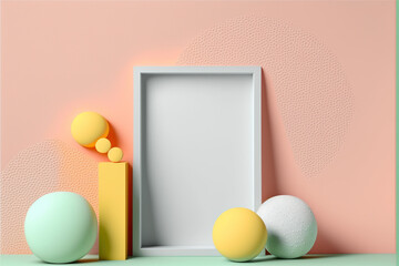 Minimalist mockup , plastel wall, product platform, stage mockup, pastel colors pannel, Frame , 3d minimalistic
