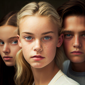 Teenagers Teenage Kids Raising Up Generative Ai