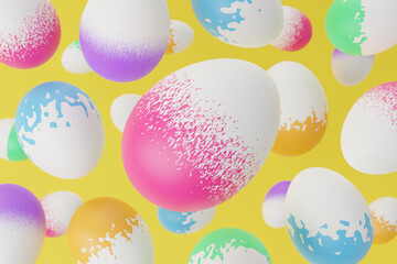 easter egg falling 3d render illustration