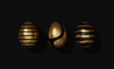 easter gold egg 3d render illustration minimal concept