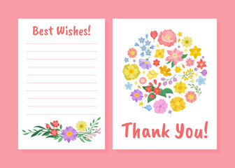 Floral Greeting Card Design with Blooming Fragrant Garden Flower Vector Template