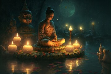 illustration, buddha, AI generated image