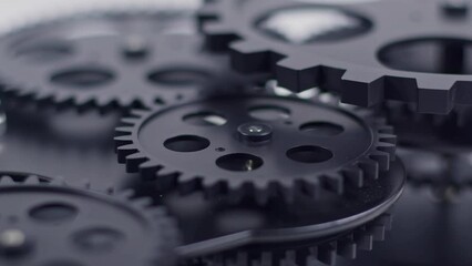 Cogs Wheel Gears Working by Horizontal Footage.
