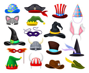 Funky Hats for Masquerade Party Performance Big Vector Set