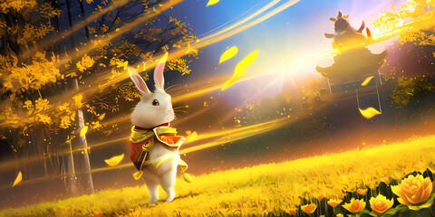 White golden rabbit of Luck