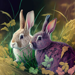 Cute rabbit, Easter Bunny. Generative AI