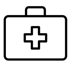 Medic briefcase, first kid aid icon outlined