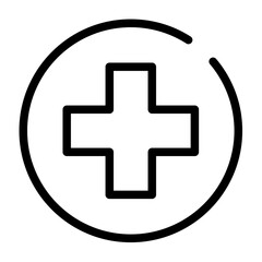 Medical cross icon outlined