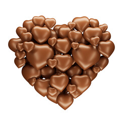 Chocolate hearts in realistic 3d render