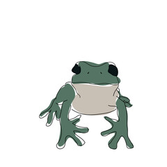 green frog in one-line style