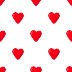 Red heart isolated on a white background. Seamless vector pattern.
