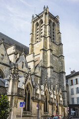 Gothic-style parish church of Saint-Aspais (Eglise Saint-Aspais) in Melun, built at beginning of XVI century. Melun, Seine-et-Marne department, Ile-de-France region, France.