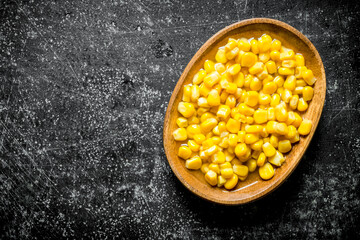 Canned corn on a plate.