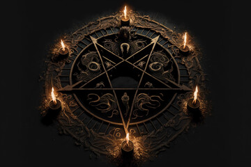 Satanic symbol, pentagram or star. Demon or devil symbol. Generative AI.