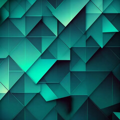 Futuristic Teal Abstract Background with Triangles, Squares, Stripes and Gradient for Design