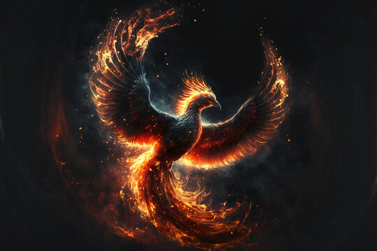 Phoenix, immortal bird from Greek mythology. Generative AI.
