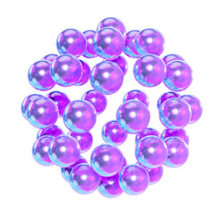 3d bubble sphere. Holographic geometric shape isolated on transparent background
