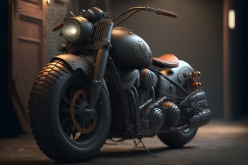 Custom bobber motorbike. Generative AI
