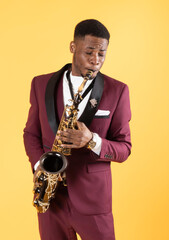 Fototapeta premium Black man playing saxophone