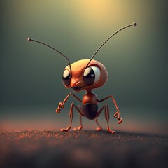 illustration of a cartoon style ant, ai generated