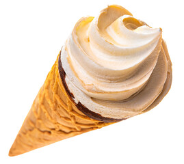 PNG. Ice cream in a waffle cup with chocolate. 