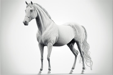 Obraz na płótnie Canvas White horse, drawing, Generative AI.