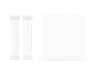 Universal blank cardboard box with stick mockup. Front view. Vector illustration isolated on white background. Can be use for food, medicine, cosmetic and etc. EPS10.