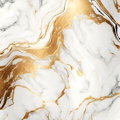 White and gold Marble. Abstract liquid background. Gold and white background. Luxurious background. Generated AI